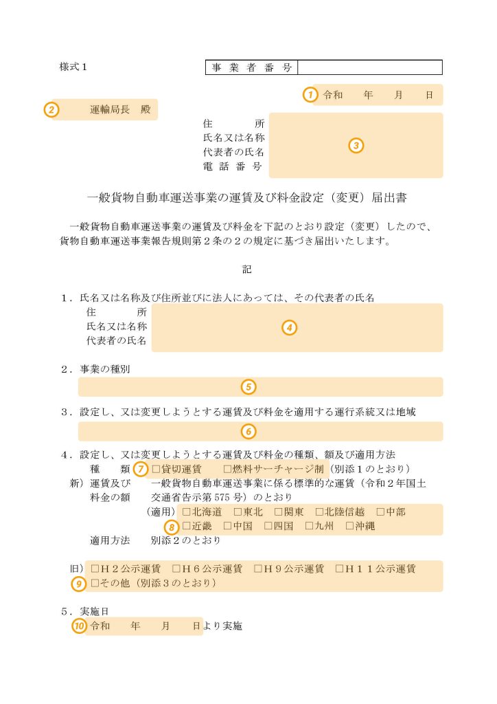 「運賃料金設定届出書」とは？書き方を分かりやすく解説